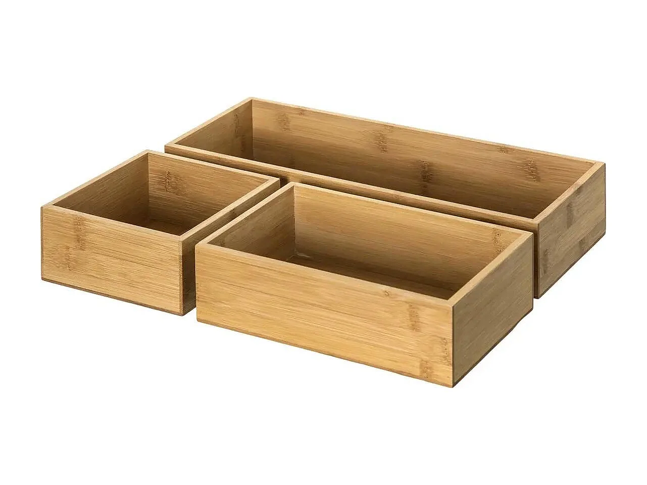Lot de 3 Organiseurs Tiroirs "Wood" 38cm Naturel