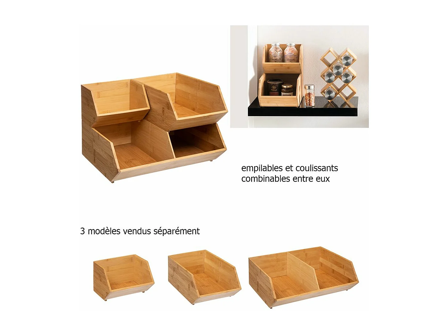 Organiseur Coulissant "Bambou" 31cm Naturel