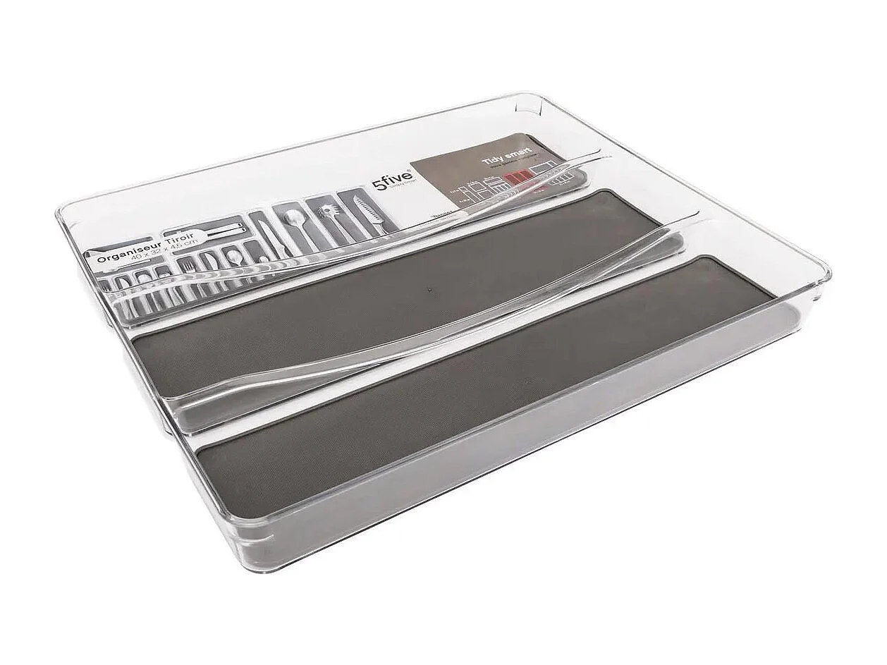 Range-Couverts "3 Compartiments" 40cm Gris