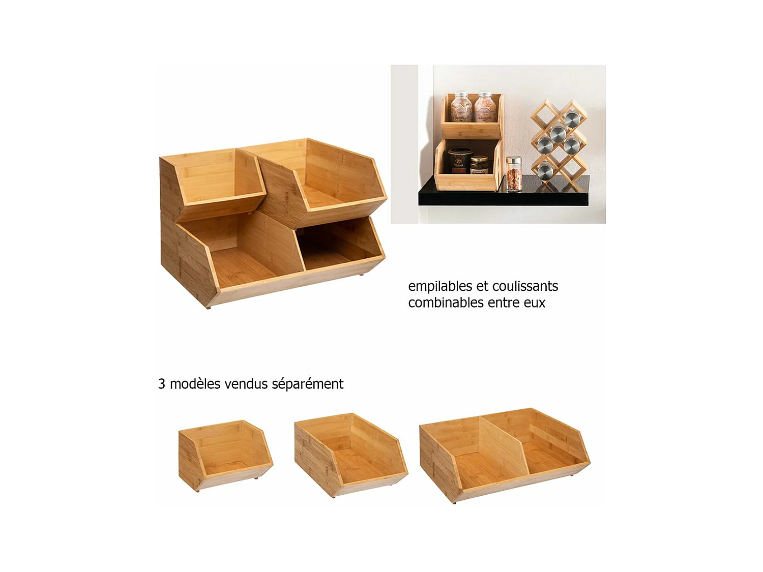 Organiseur Coulissant "Bambou" 17cm Naturel