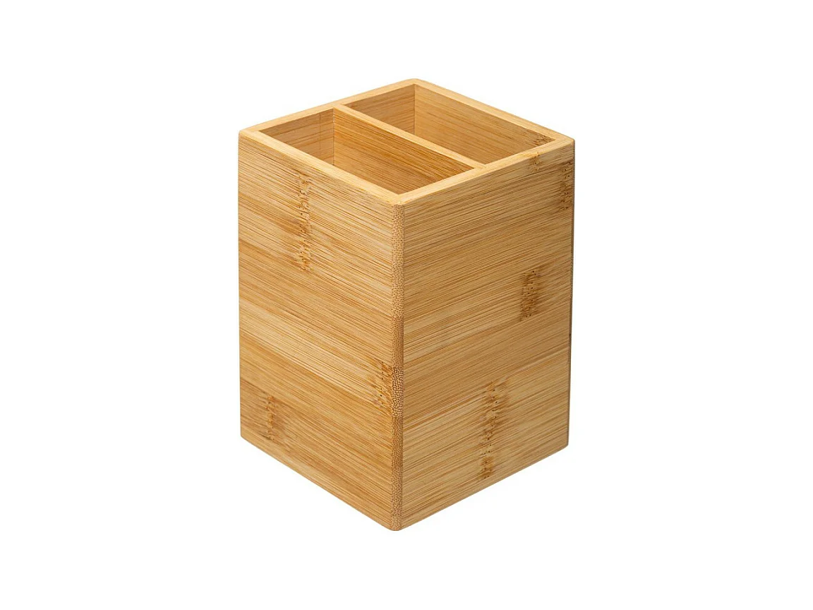 Pot à Ustensiles Carré "Bambou" 15cm Naturel