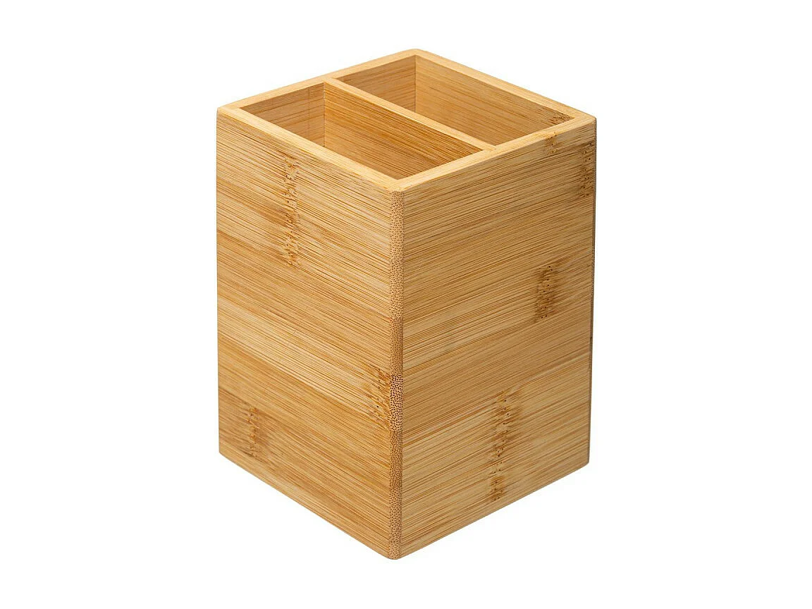 Pot à Ustensiles Carré "Bambou" 15cm Naturel