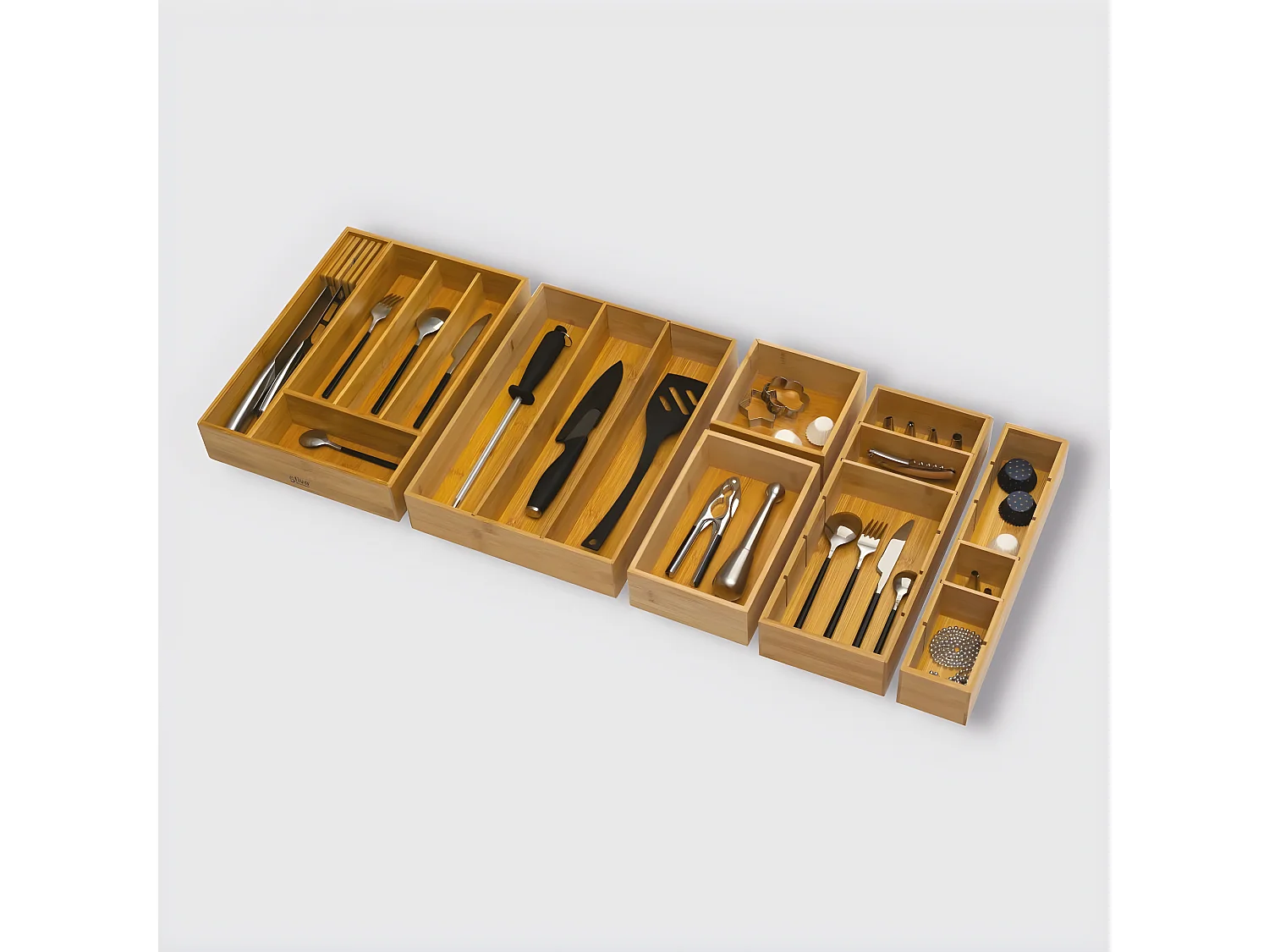 Organiseur Bambou à Compartiments "Tidy Smart" 15x38cm Naturel