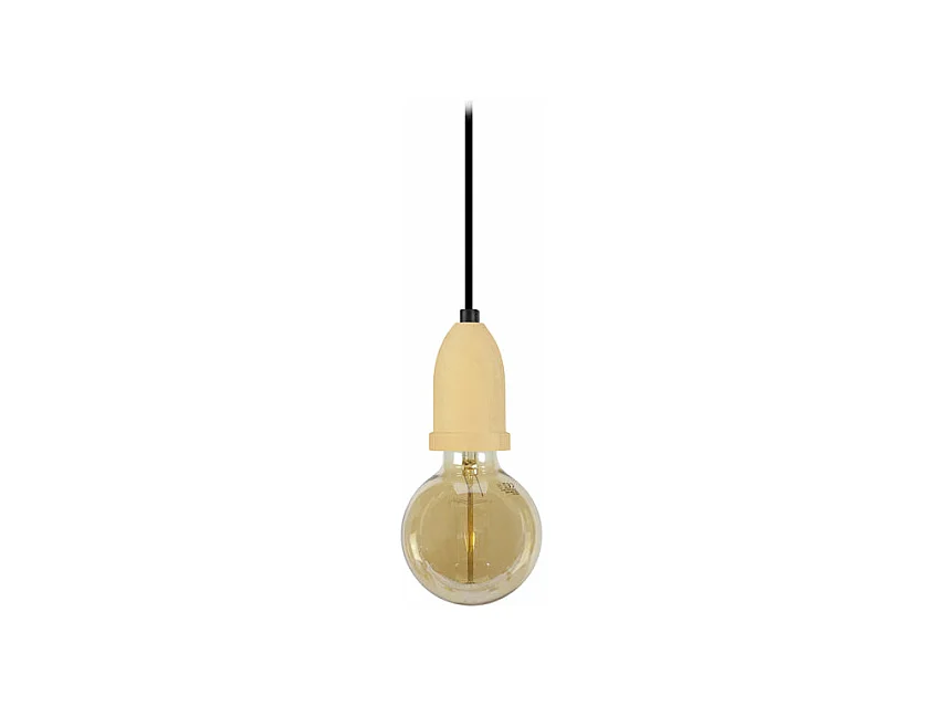 Suspension cloche bois beige 80 cm.