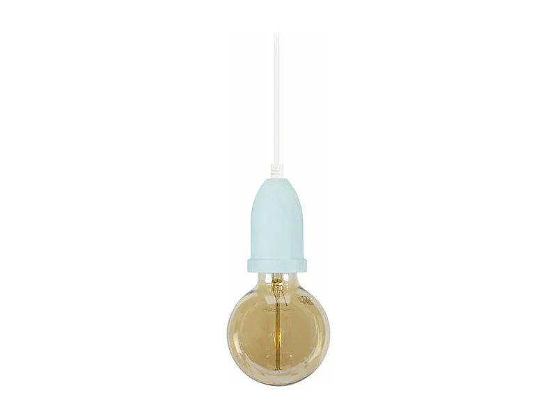 Suspension cloche bois bleu 80 cm.