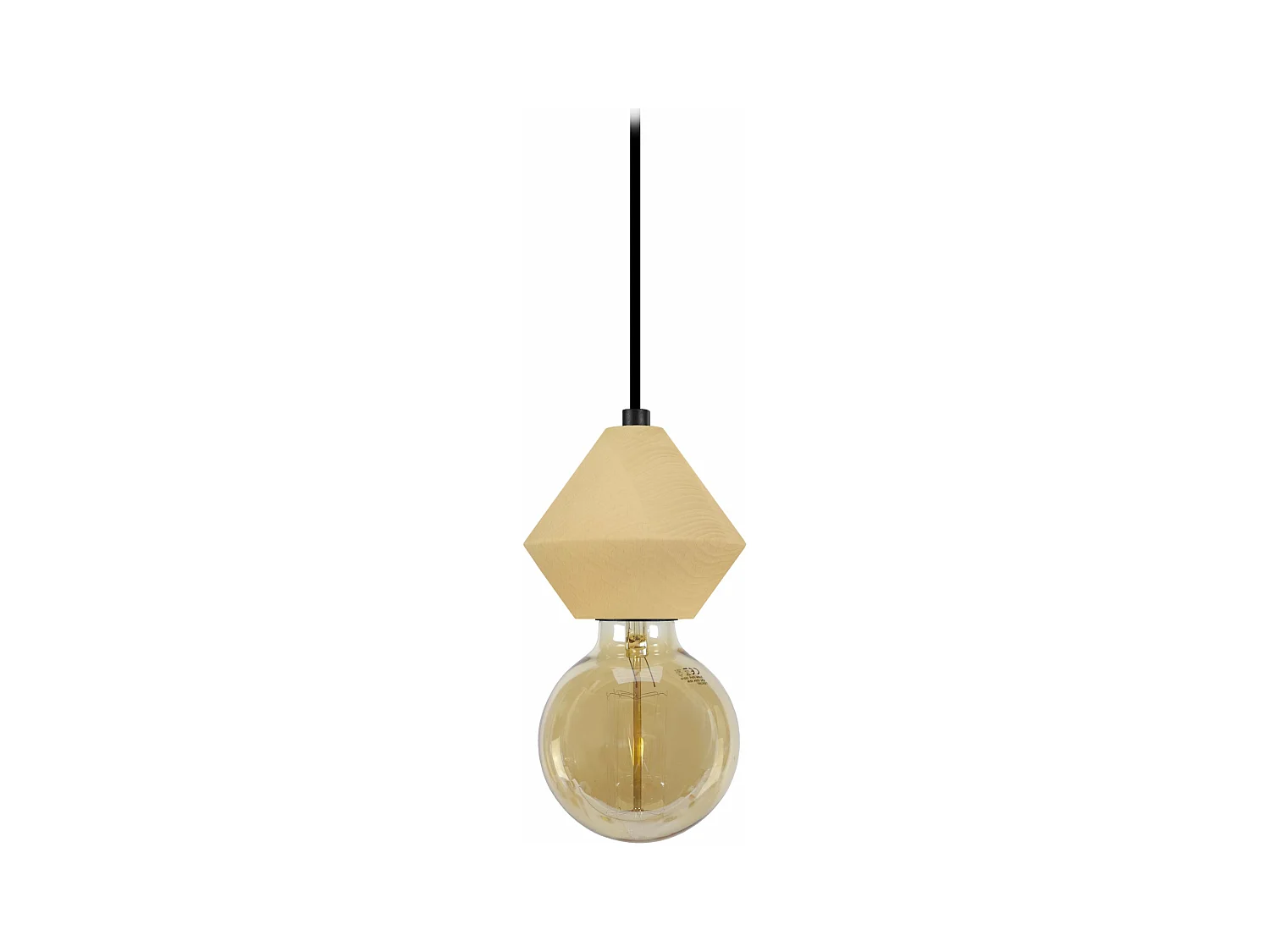 Suspension biconique bois beige 80 cm.
