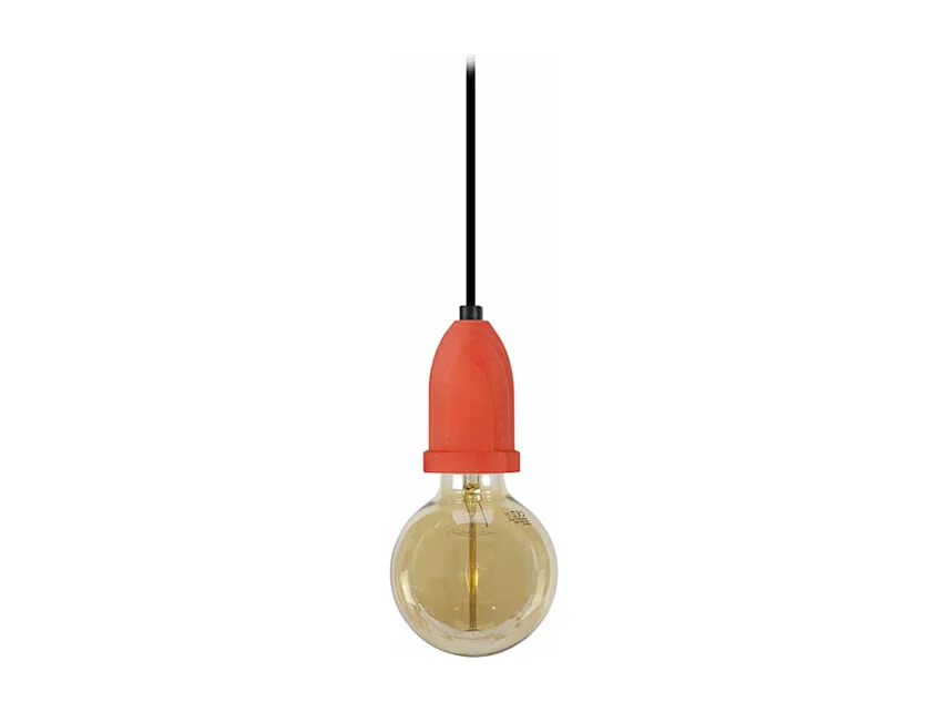 Suspension cloche bois rouge 80 cm.