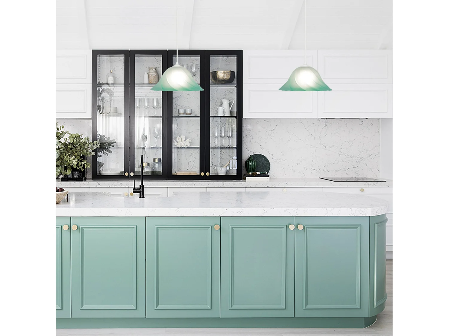 Suspension TOSEL ,verre,Blanc ,H70xD29xP29 cm