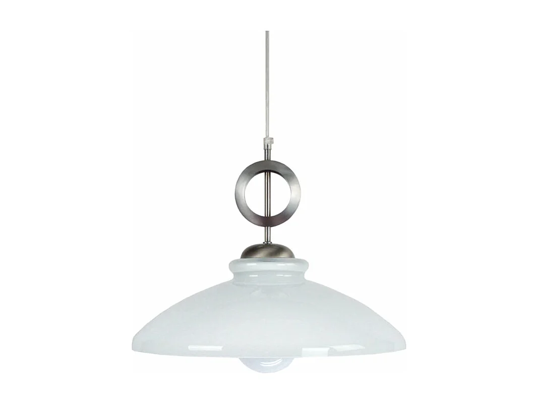 Suspension aluminium,verre opale 90 cm.