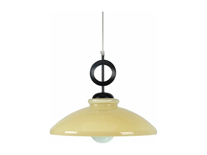 Suspension noir,verre beige 90 cm.