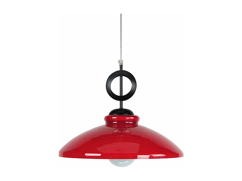 Suspension noir,verre rouge 90 cm.