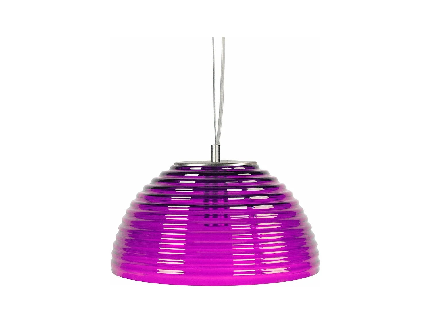 Suspension verre dôme verre  violet 77 cm.