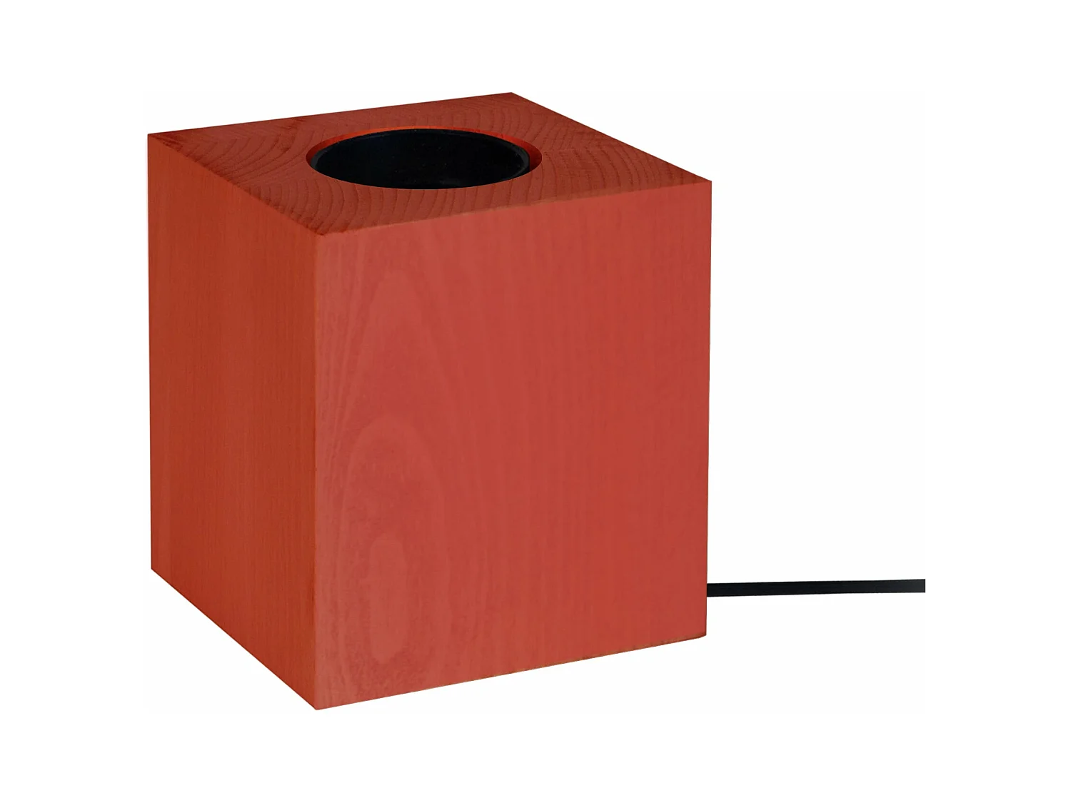 Pied de lampe carré bois  rouge 10,5 cm.