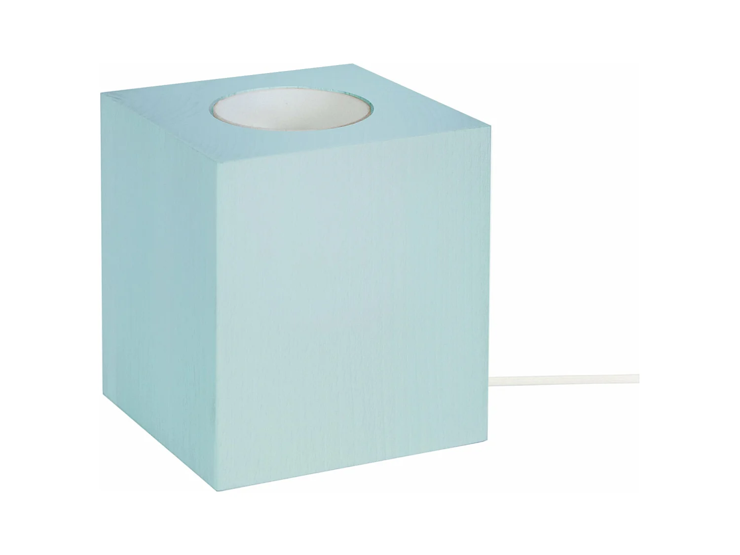 Pied de lampe carré bois  bleu 10,5 cm.