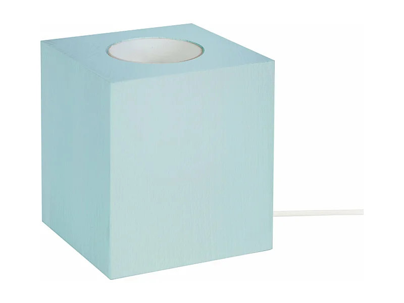 Base da lâmpada TOSEL CUBE madeira quadrado azul D8 x  H10,5  cm
