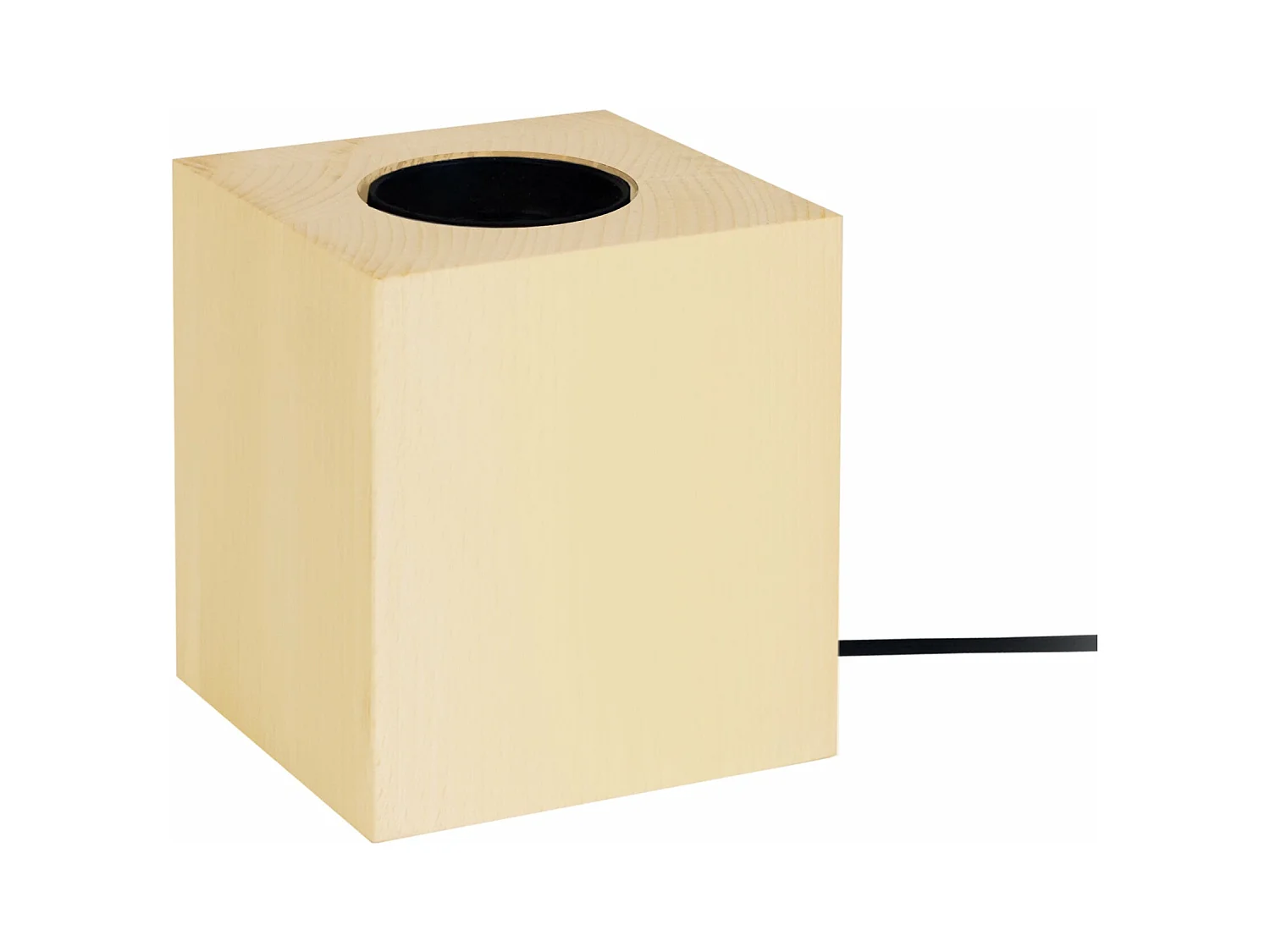 Pied de lampe carré bois  jaune 10,5 cm.