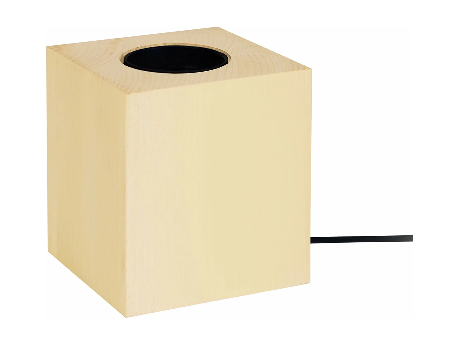 Pied de lampe carré bois  jaune 10,5 cm.