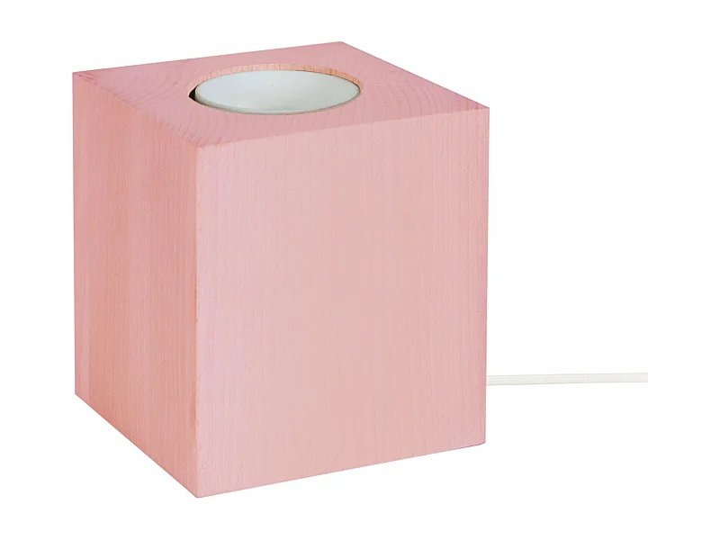 Pied de lampe carré bois  rose 10,5 cm.