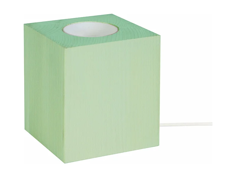 Base da lâmpada TOSEL CUBE madeira quadrado Verde D8 x  H10,5  cm
