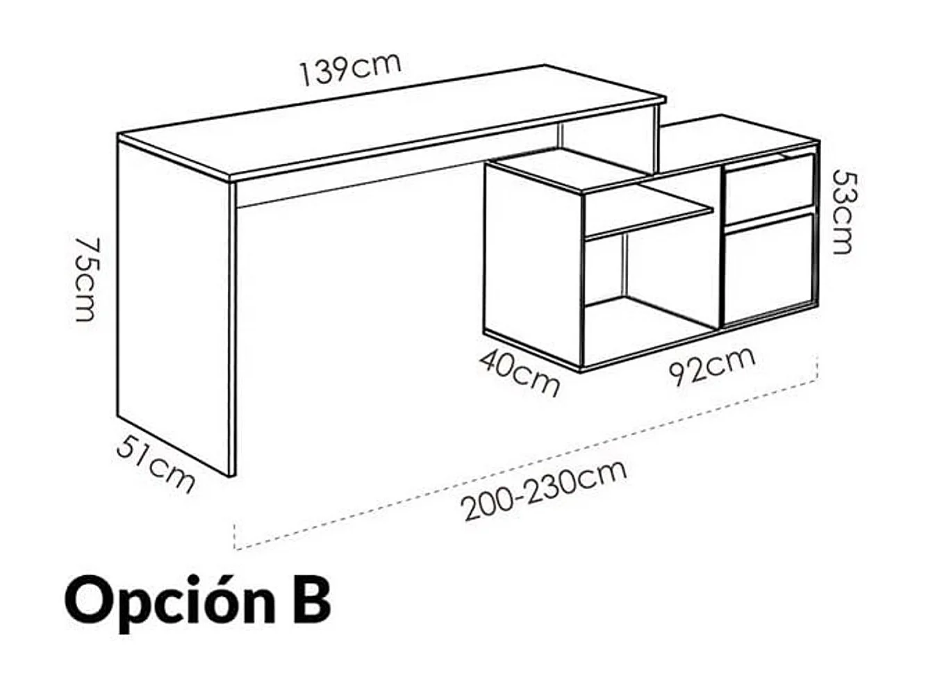 Scrivania ad angolo reversibile con ripostiglio - Bianco - L 139 x P 92 x H 75 cm