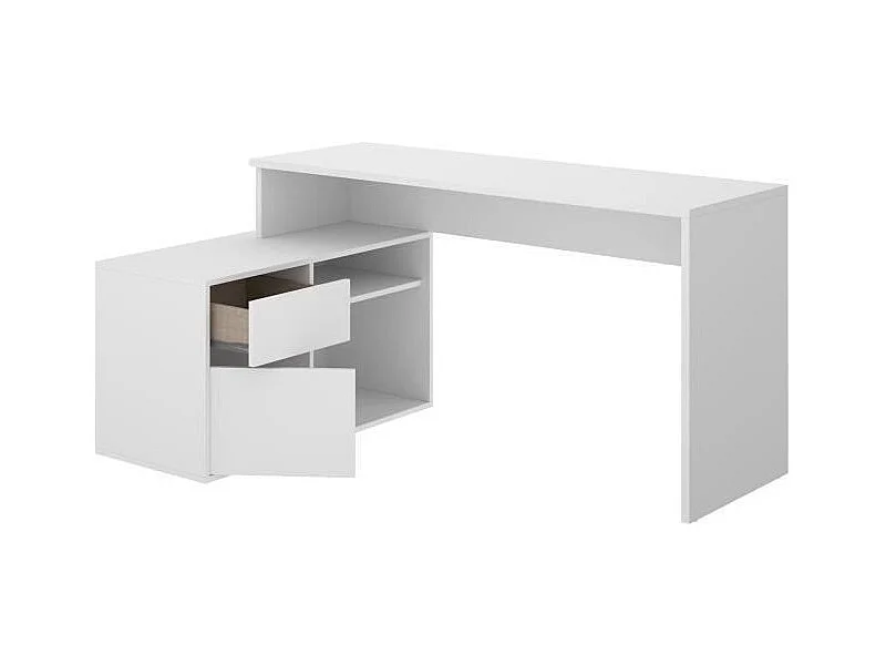 Scrivania ad angolo reversibile con ripostiglio - Bianco - L 139 x P 92 x H 75 cm