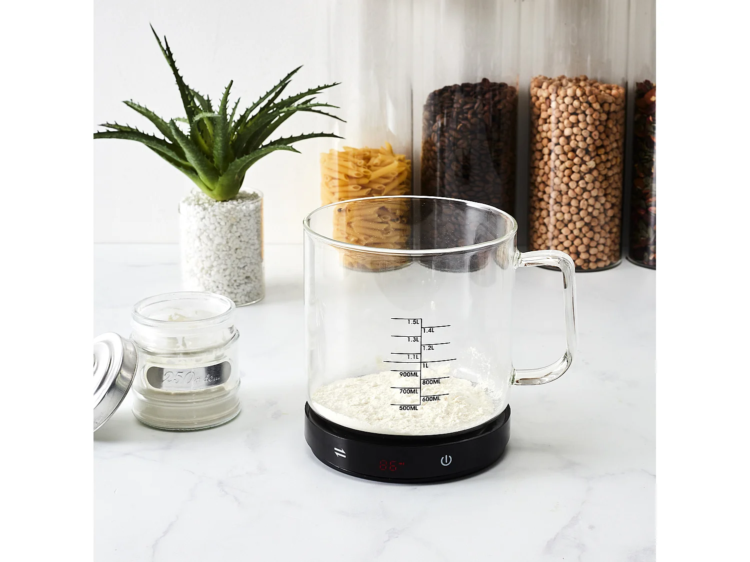 Balance 5kg Avec Verre Doseur Amovible 1.5l Noir, Transparent