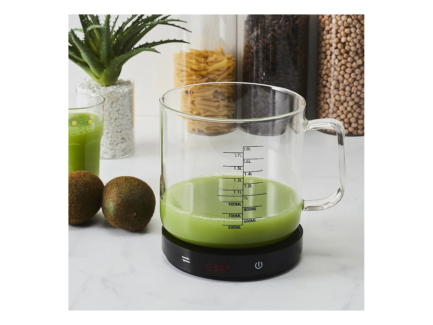 Balance 5kg Avec Verre Doseur Amovible 1.5l Noir, Transparent