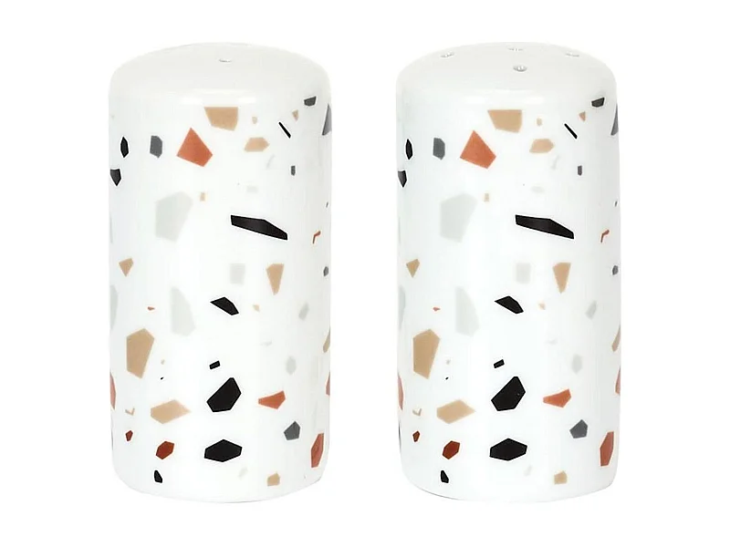 Lot de 2 Moulins Design "Sel & Poivre" 8cm Blanc