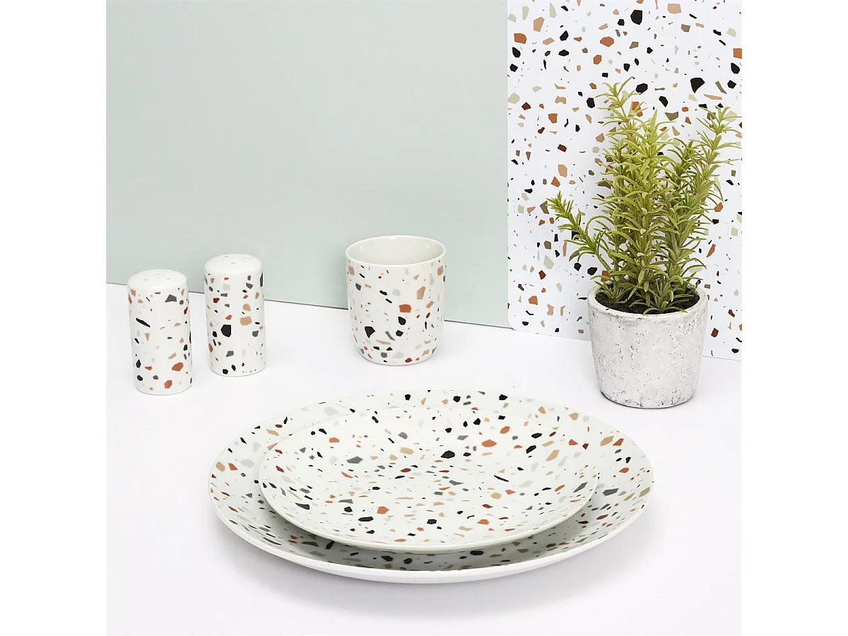 Lot de 2 Moulins Design "Sel & Poivre" 8cm Blanc