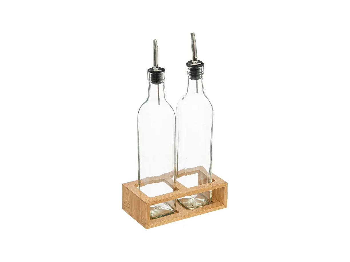 Set Huile & Vinaigre "Bambou" 32cm Transparent