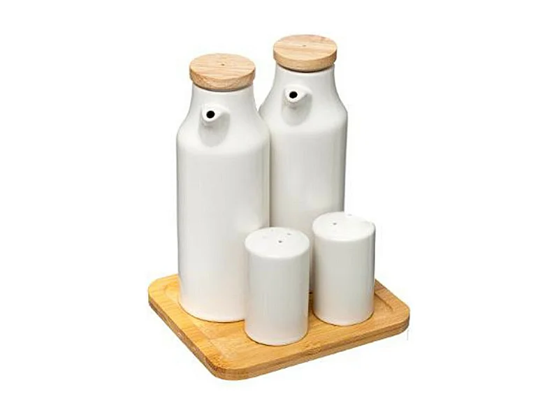 Ensemble Huile & Vinaigre "Ceramic" 18cm Blanc