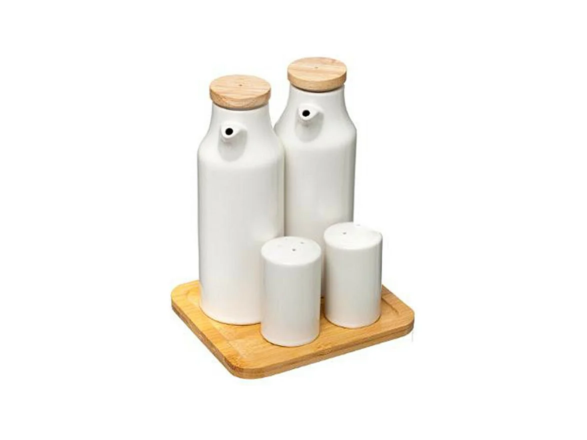 Ensemble Huile & Vinaigre "Ceramic" 18cm Blanc