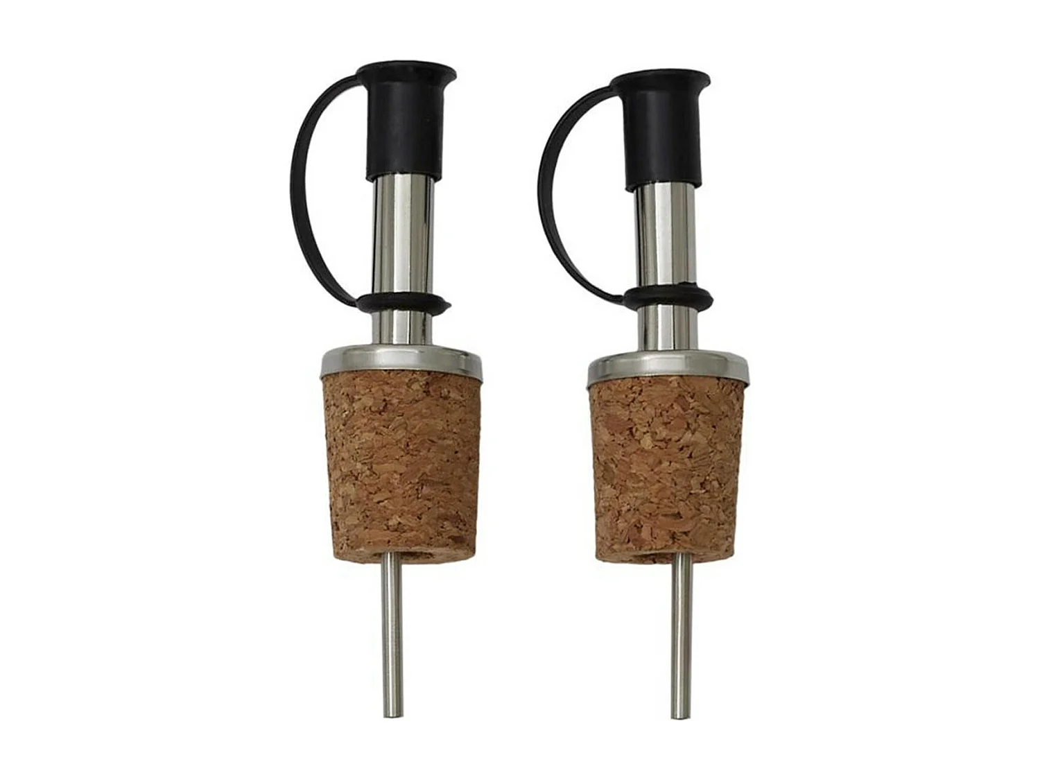 Lot de 2 Bouchons en Liège "Bec Verseur" 10cm Argent