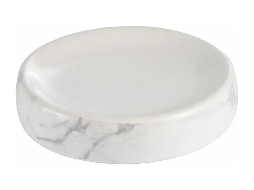 Porte Savon en Céramique "Effet Marbre" 11cm Blanc