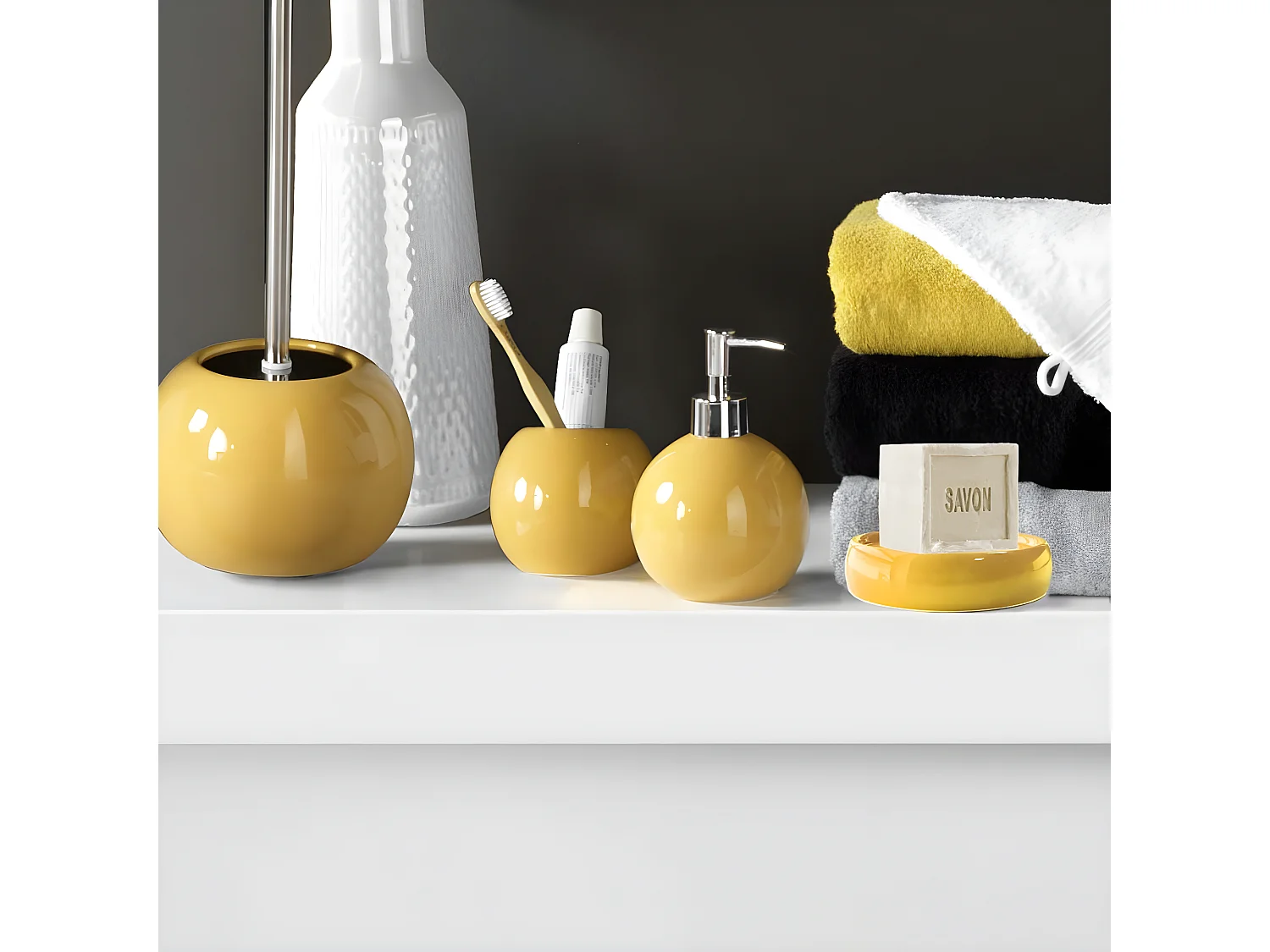 Porte Savon en Céramique "Bullea" 10cm Ocre