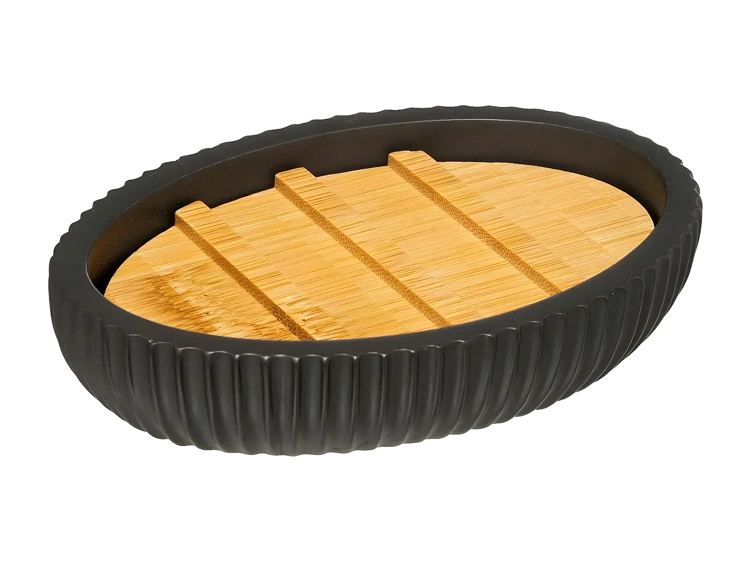 Porte Savon Déco "Natureo" 12cm Charbon