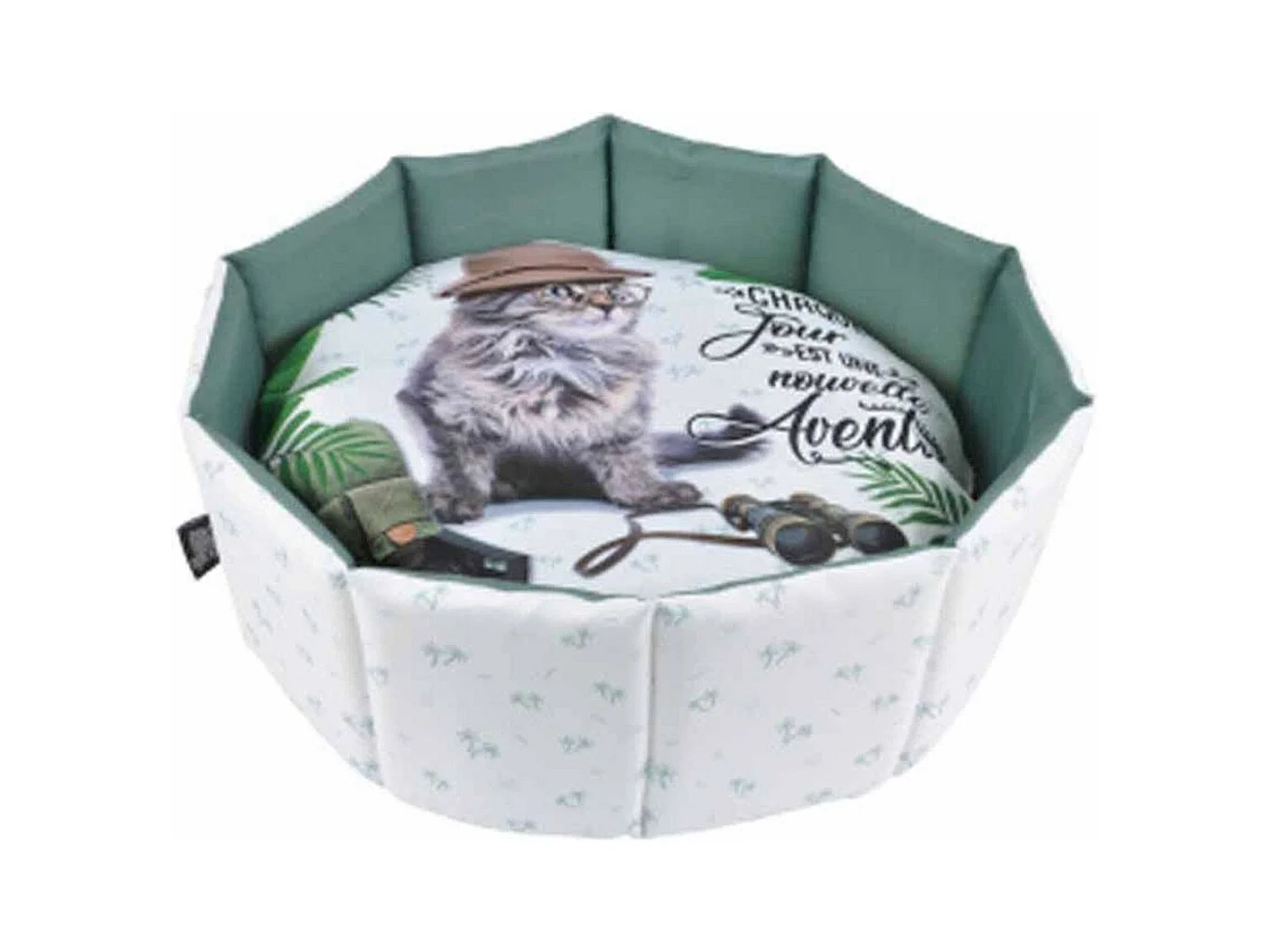 Panier Rond pour Chat "Aventurier" 48cm Blanc