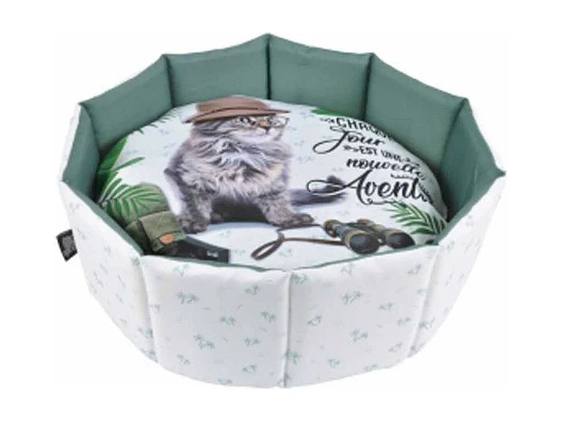 Panier Rond pour Chat "Aventurier" 48cm Blanc