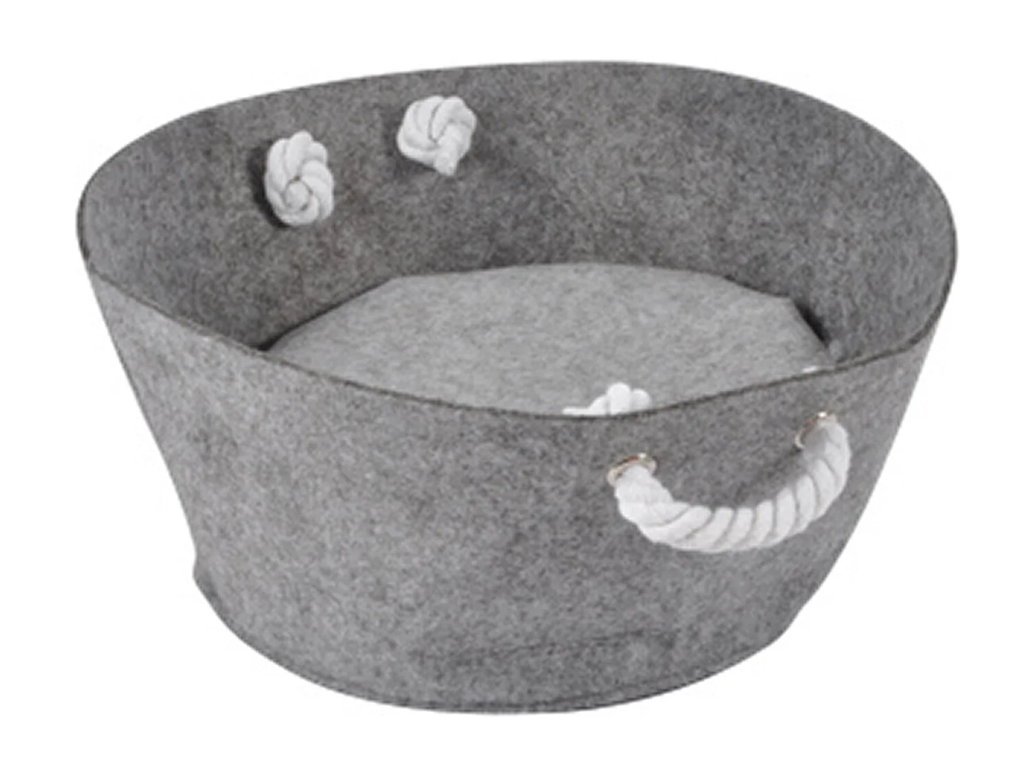Panier pour Chien & Chat "Anses en Corde" 40cm Gris