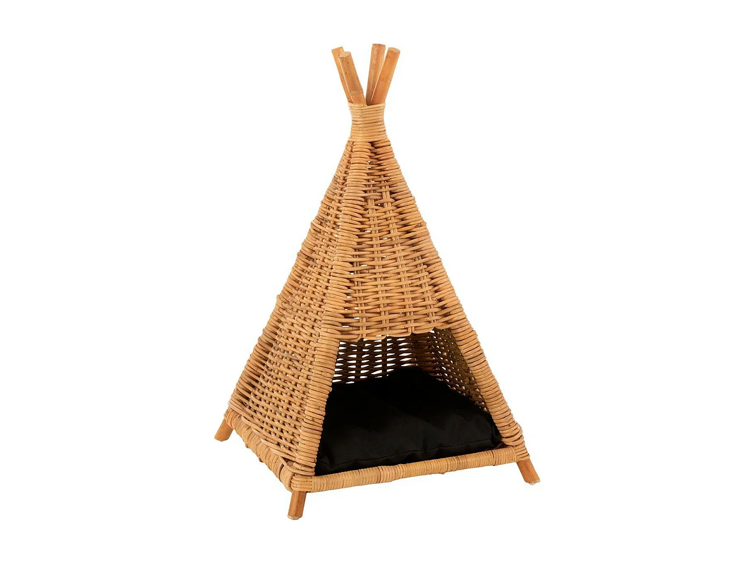 Tipi pour Chat en Rotin "Coussin" 72cm Jaune Miel