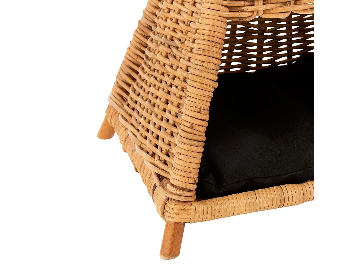 Tipi pour Chat en Rotin "Coussin" 72cm Jaune Miel