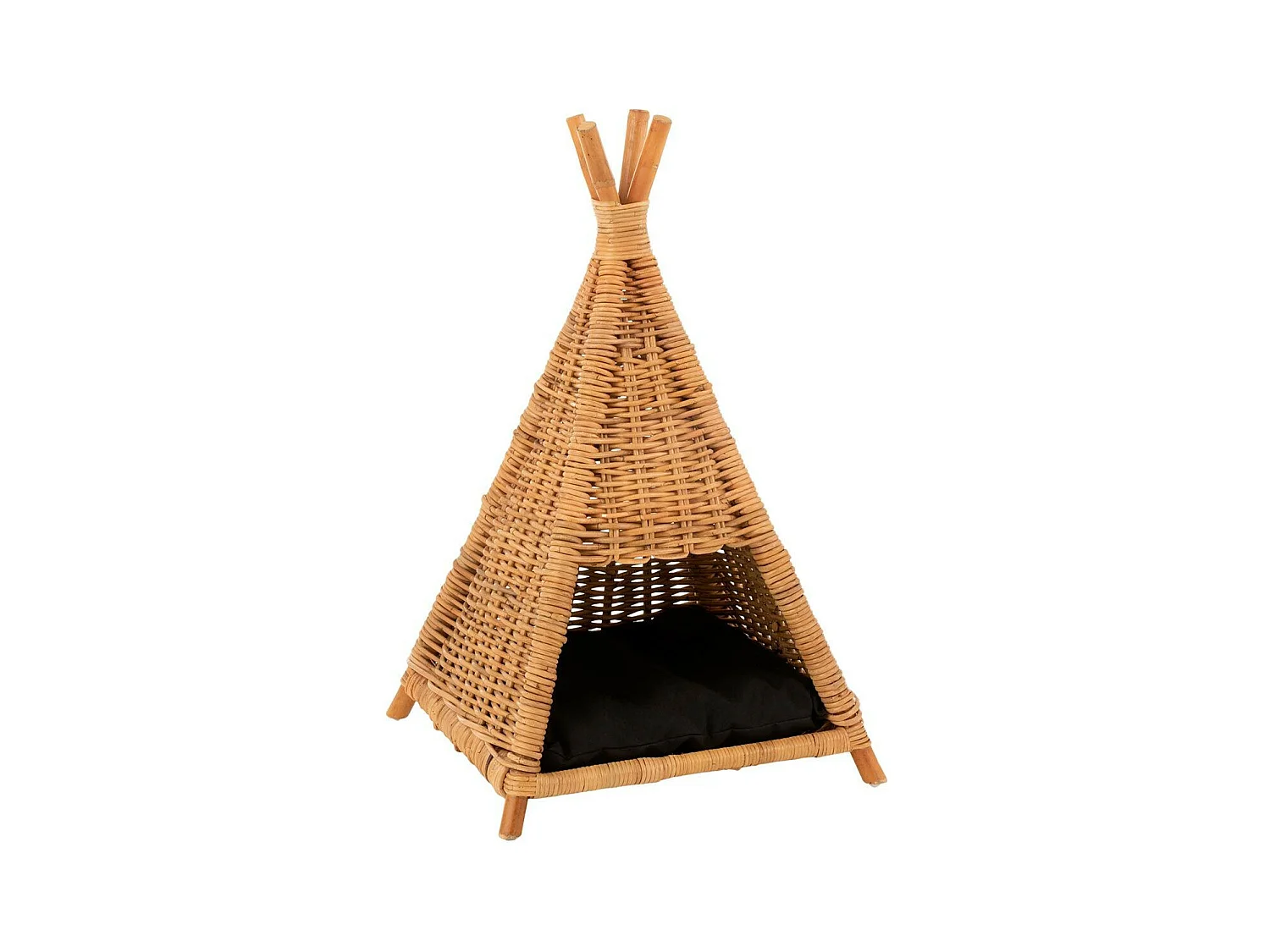 Tipi pour Chat en Rotin "Coussin" 72cm Jaune Miel