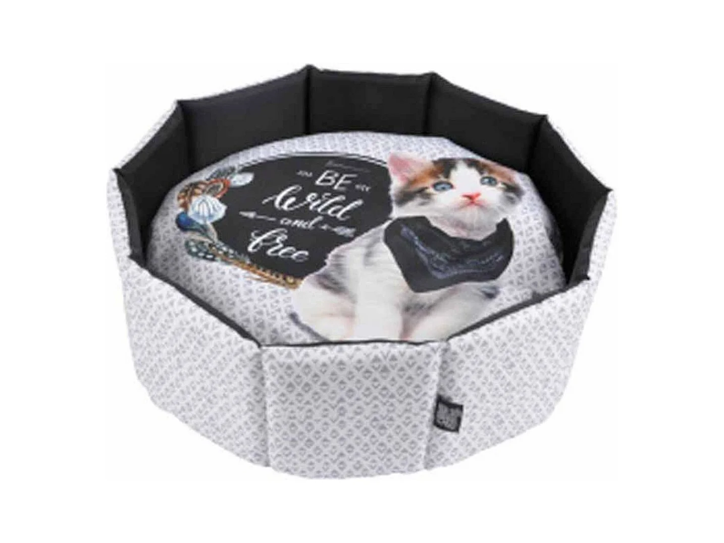 Panier Rond pour Chat "Be Wild and Free" 48cm Gris