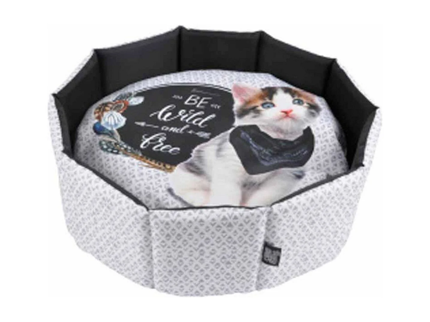 Panier Rond pour Chat "Be Wild and Free" 48cm Gris
