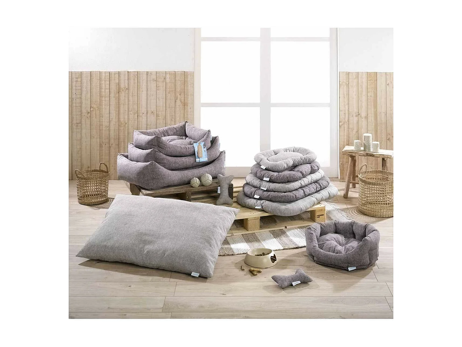 Panier Rond pour Chien & Chat "Eco Blu" 55cm Lin