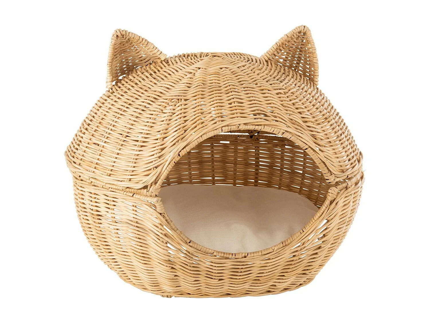 Panier pour Chat en Rotin "Coussin" 60cm Beige