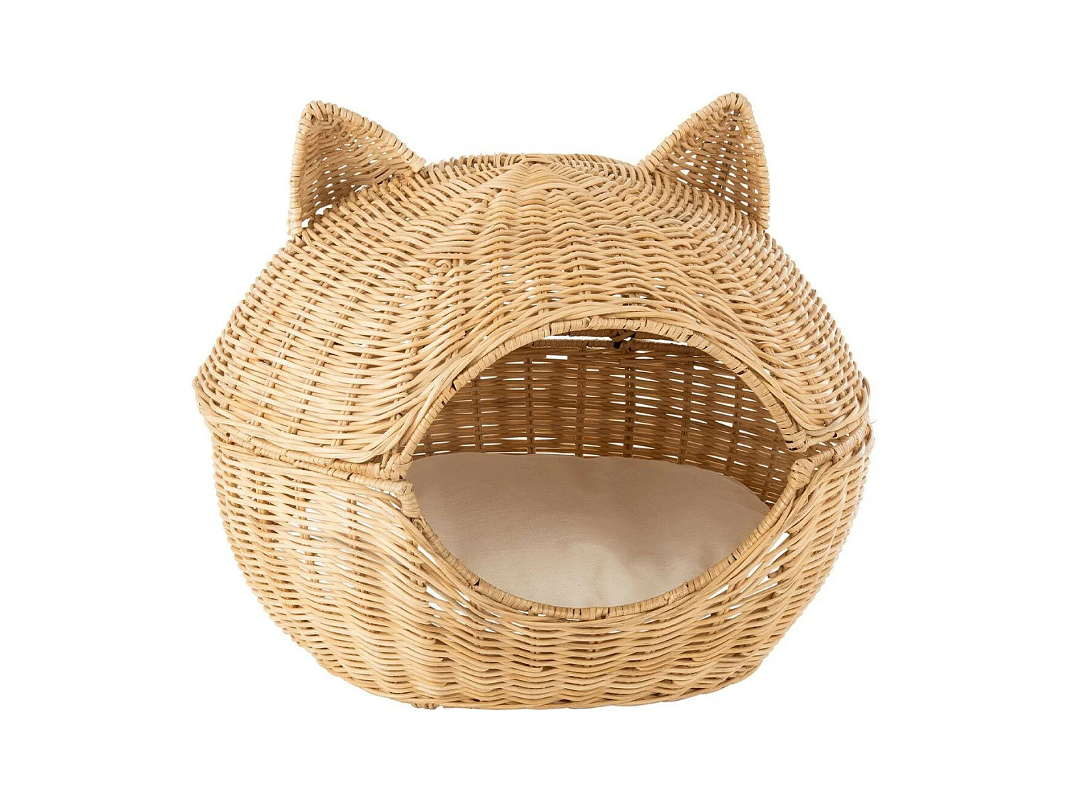 Panier pour Chat en Rotin "Coussin" 60cm Beige