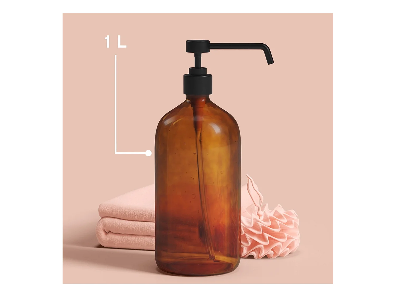 Dispensador de jabón de vidrio ámbar de 1 L