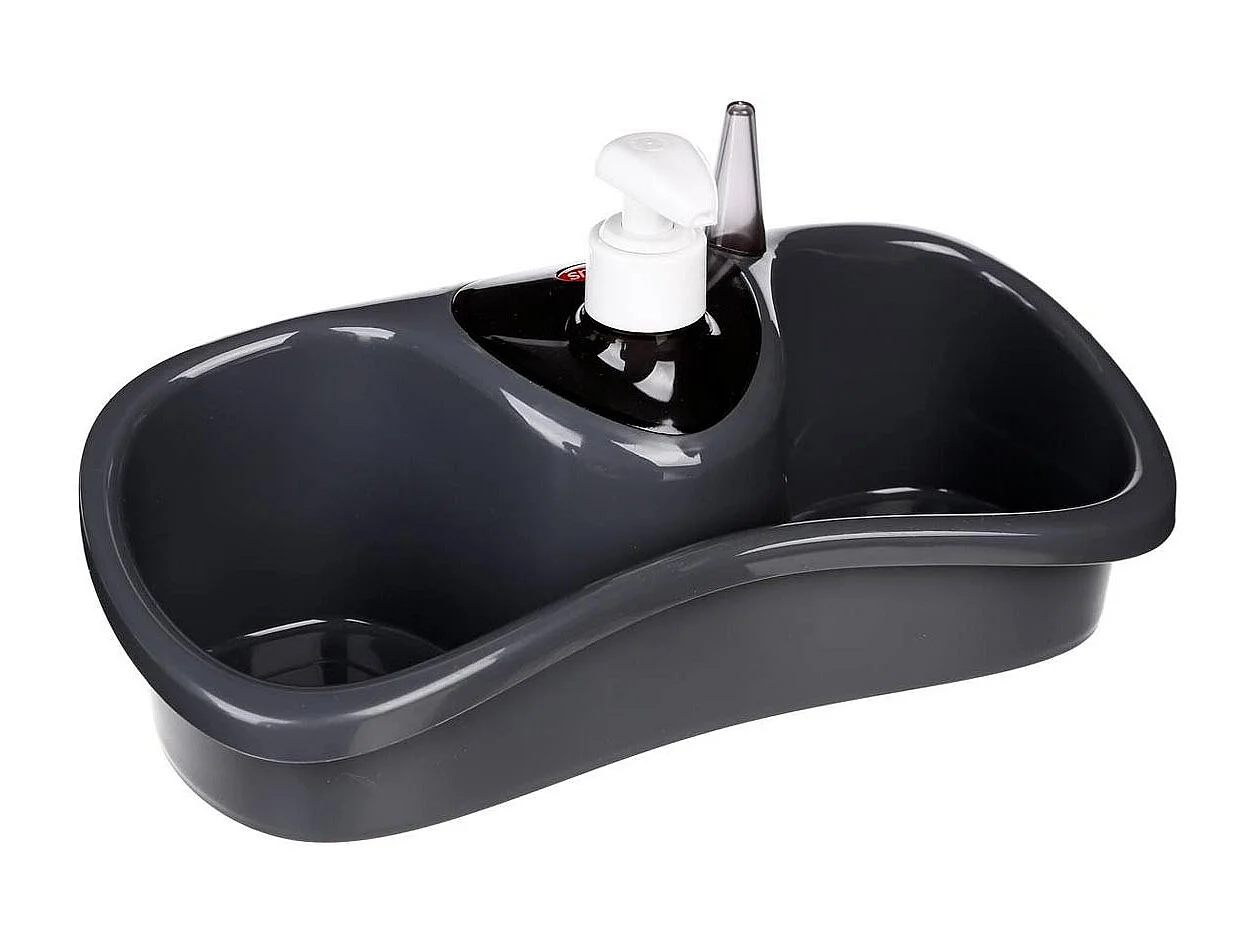 Distributeur de Savon & Porte Éponge "Spon" 25cm Gris