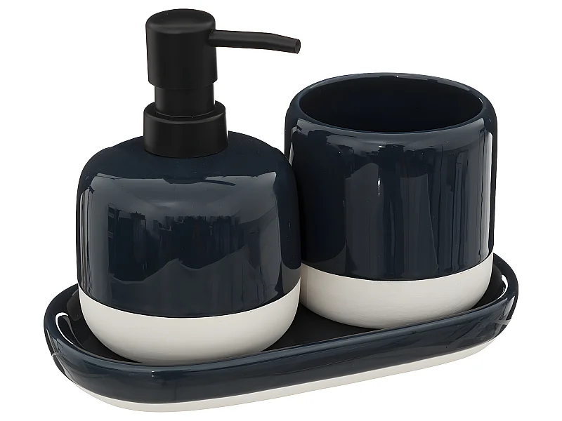 Lot de 3 Accessoires Salle de Bain "Solar" 21cm Pétrole